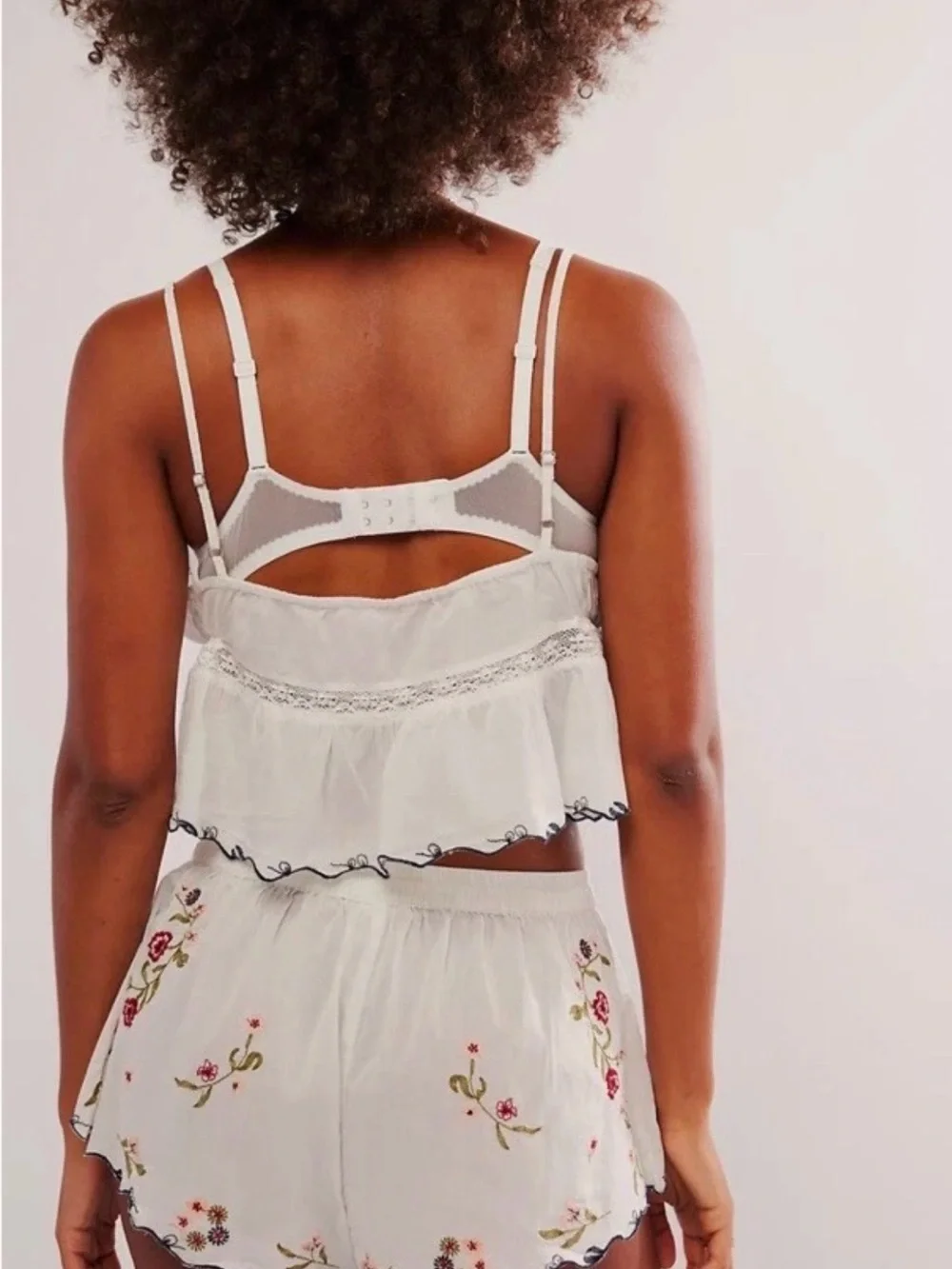 Intimately Free People Floral Embroidered Cami & Shorts Lounge Set Ivory - Picture 2 of 6